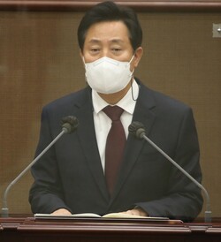​​오세훈 시장이 재선 도전 의사를 공식화 했다. 지난 7일 서울시의회에 임시회 모습. 사진=김주현 기자​​