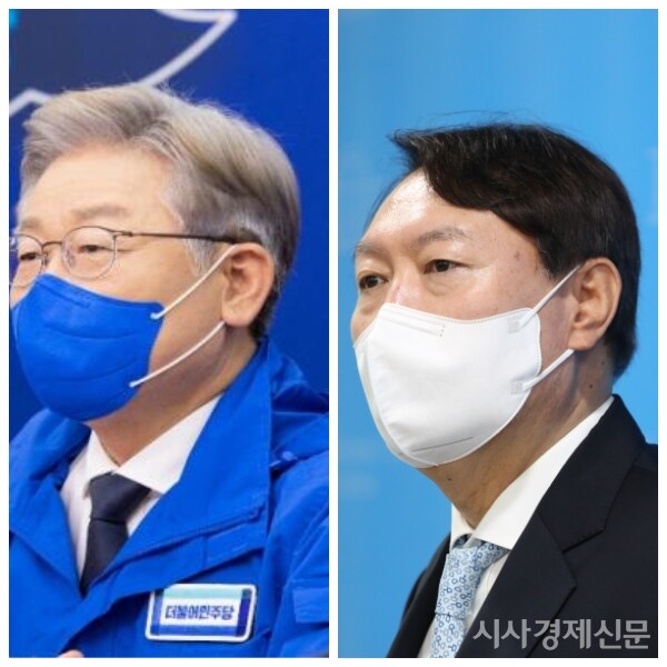 계양구을 재·보궐 선거에 출마선언한 이재명 더불어민주당 후보(좌측)와 윤석열 대통령. 사진=시사경제신문