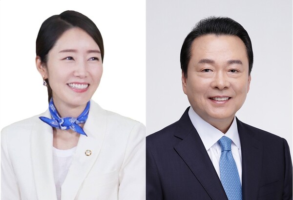 강선우 더불어민주당 의원(왼쪽)·노현송 전 강서구청장