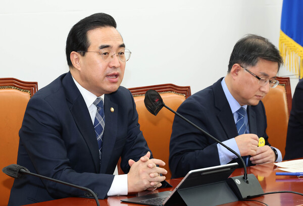 더불어민주당 박홍근 원내대표가 9일 국회에서 열린 정책조정회의에서 발언하고 있다. (사진=연합뉴스) 2023.2.9