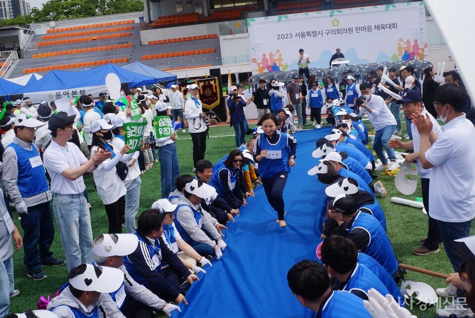 마포구의회 안미자 의원의 달리기 모습. 사진=서아론 기자