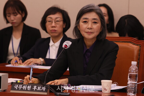 김행 여성가족부 장관 후보자가 5일 국회에서 열린 인사청문회에서 의원 질의에 답변하고 있다. 사진=김주현 기자